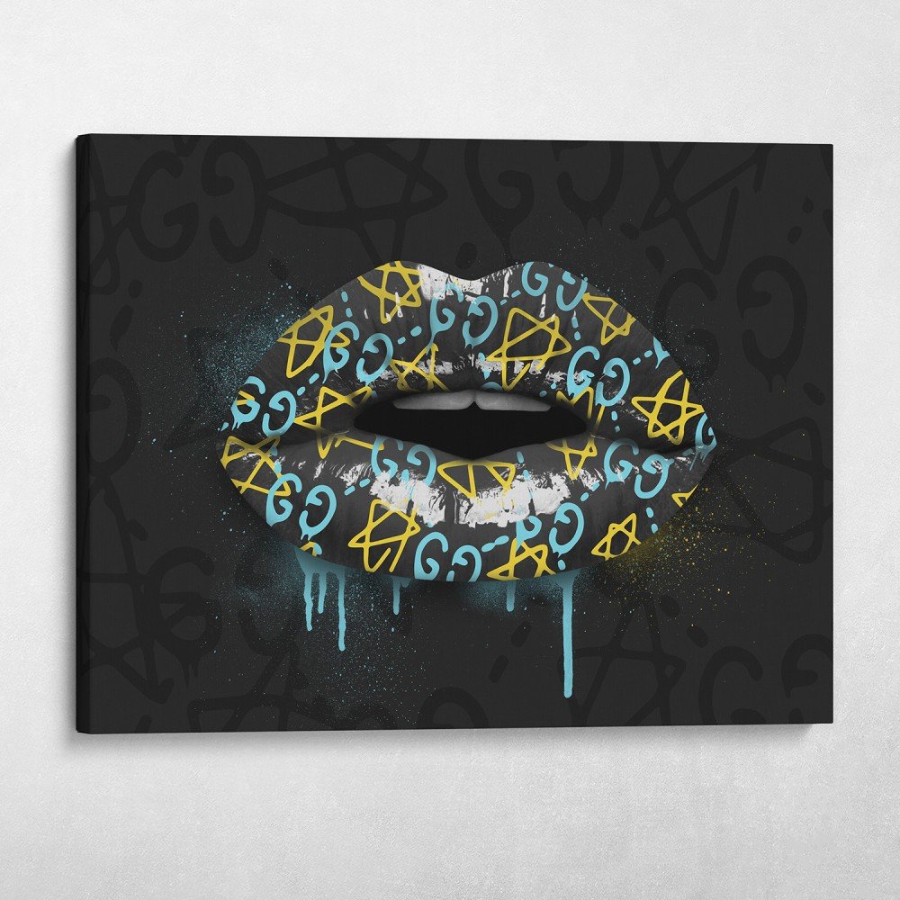Gucci Ghost Lips Fashion Glam Modern Wall Art | Canvas Wall Art